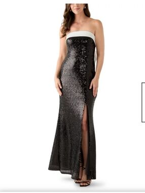 NWT Black Sequin Prom Dress With Bow Detailing